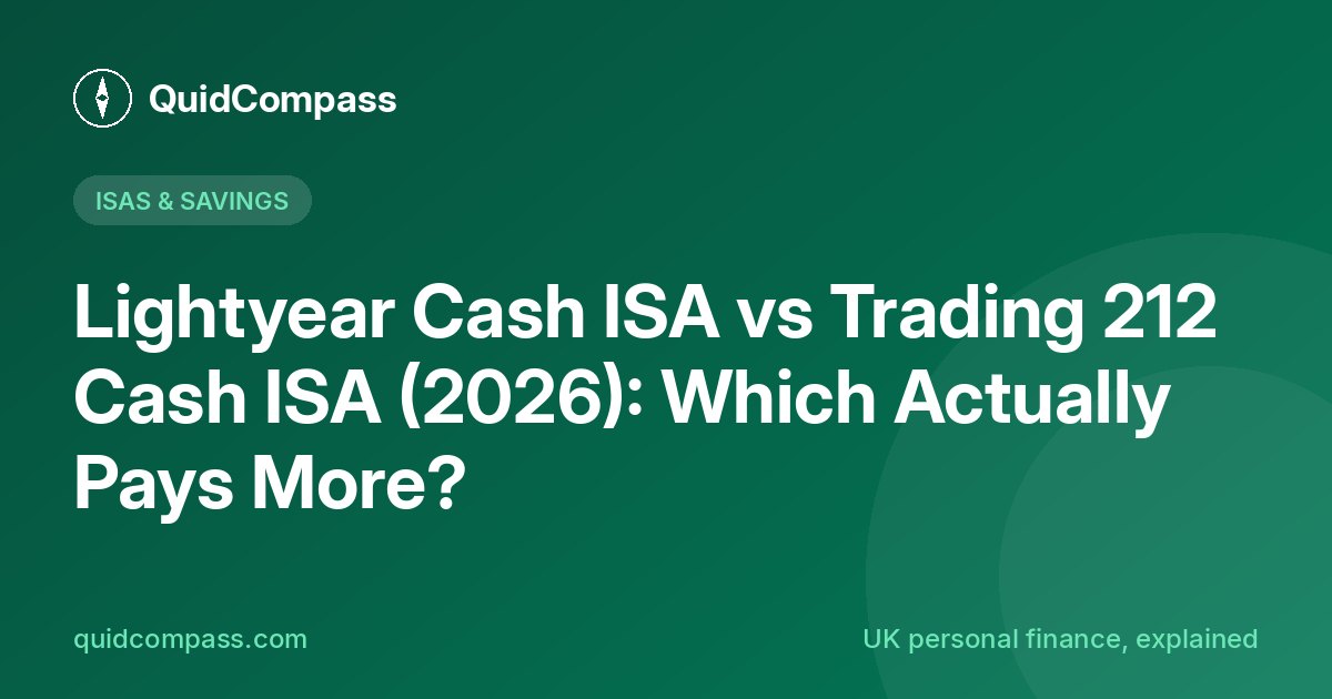 QuidCompass title card: Lightyear Cash ISA vs Trading 212 Cash ISA (2026)