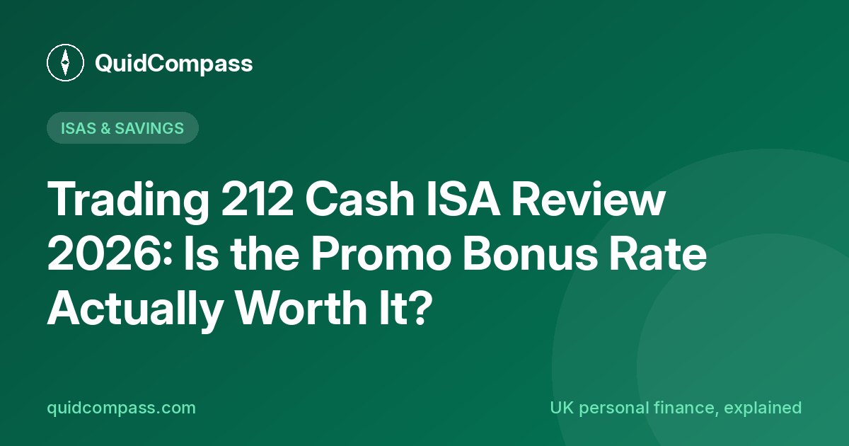 QuidCompass title card: Trading 212 Cash ISA Review 2026